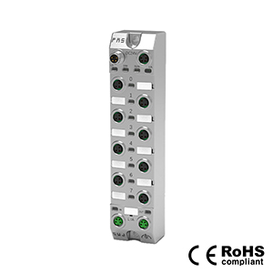EtherCAT 프로토콜, M8 인터페이스, 8포트, 8 DI/DO 적응형, PNP, 컴팩트, 원격 모듈, 006EA5