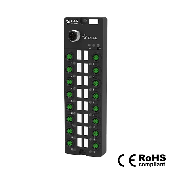 IP67, M8 인터페이스 IO-Link 허브, 플라스틱, 16포트, 16DI, NPN, 00B516