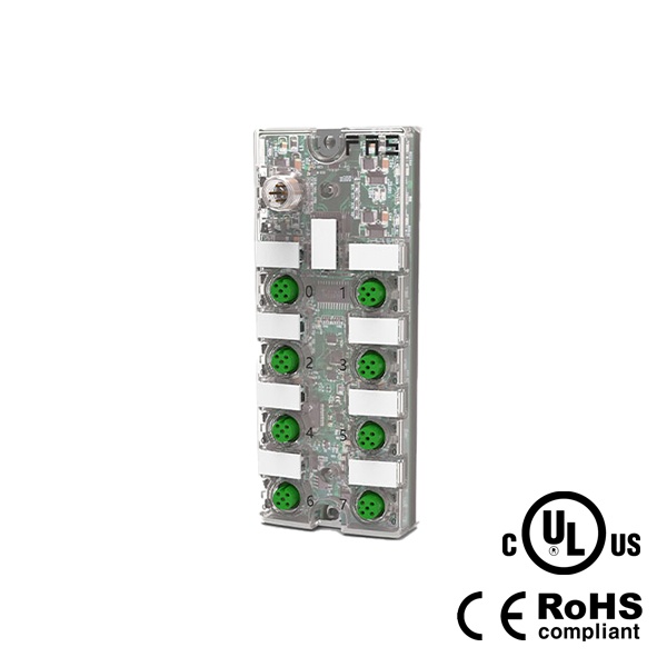 IP67, M12 인터페이스 IO-Link 허브, 플라스틱, 8포트, 16DI, NPN, 00B931