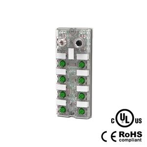 IP67, M12 인터페이스 IO-Link 허브, 플라스틱, 8포트, 16DI, NPN, 확장 모듈, 00B933