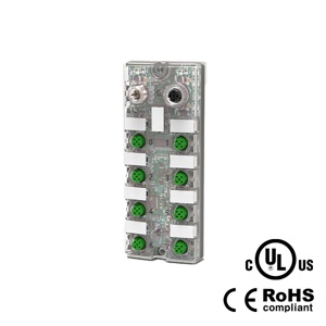 IP67, M12 인터페이스 IO-Link 허브, 플라스틱, 8포트, 16DI/DO 적응형, 확장 모듈, NPN, 00B956