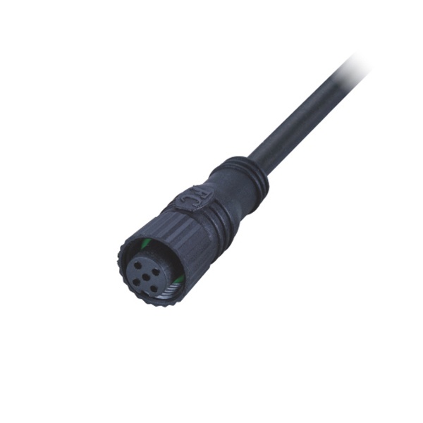 M12-5핀(4+PE) 케이블몰드커넥터/암놈/플라스틱/C코딩/PVC 케이블 5M
