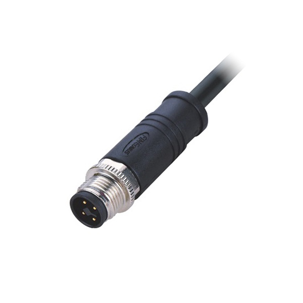 M12-4핀 케이블몰드커넥터/숫놈/T코딩/PVC 케이블 3M (DC전원용)