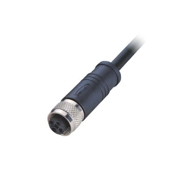 M12-4핀 케이블몰드커넥터/암놈/T코딩/쉴드 PVC 케이블 5M (DC전원용)