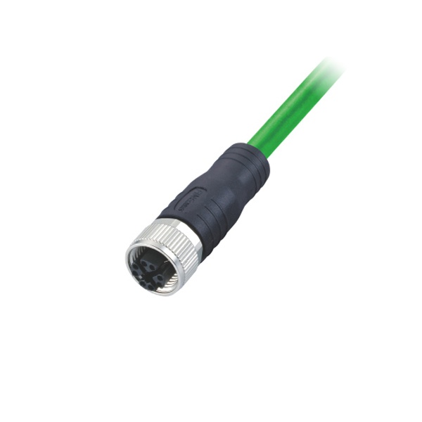 M12-8핀 케이블몰드커넥터/암놈/X코딩/쉴드 녹색 PVC 케이블 5M (CAT.7)