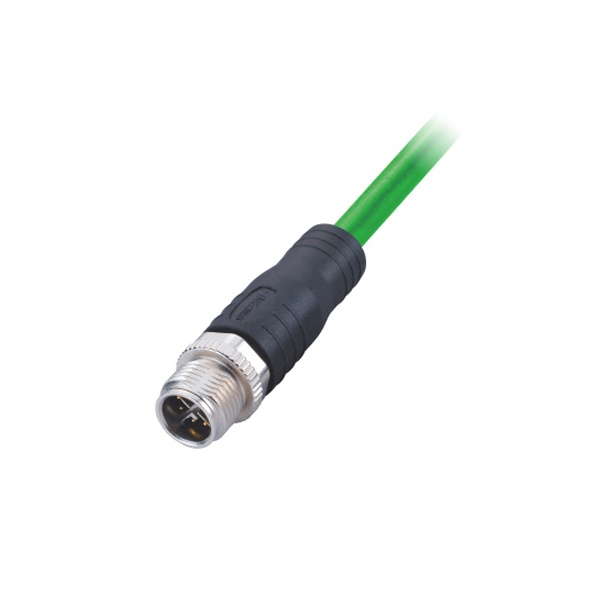 M12-8핀 케이블몰드커넥터/숫놈/X코딩/쉴드 녹색 PVC 케이블 1M (CAT.7)