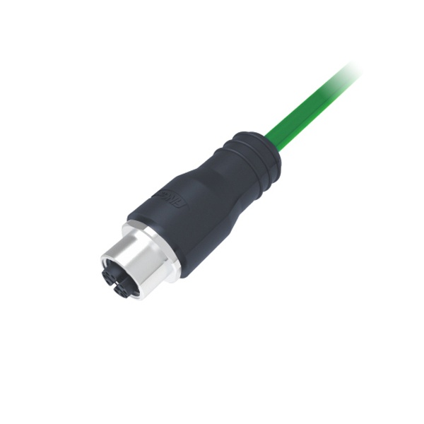 M12-8핀 케이블몰드커넥터/암놈/X코딩/쉴드 녹색 PVC 케이블 3M (CAT.7)