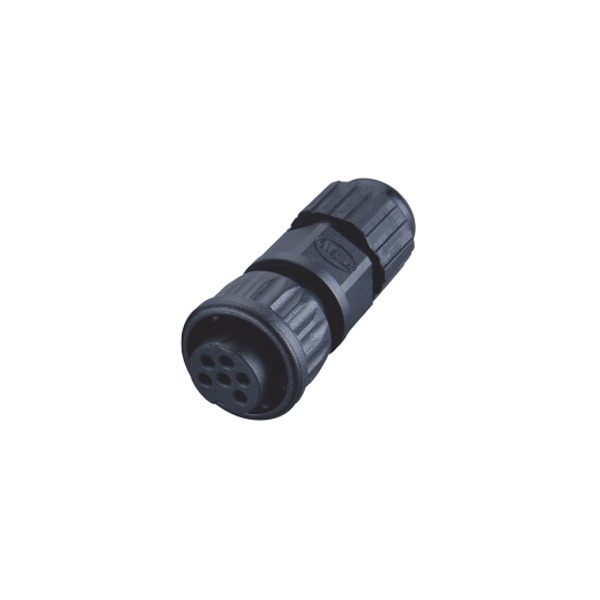 M12-6핀 케이블조립커넥터/암놈/퀵락타입/납땜(솔더)/고정캡/3~6mm