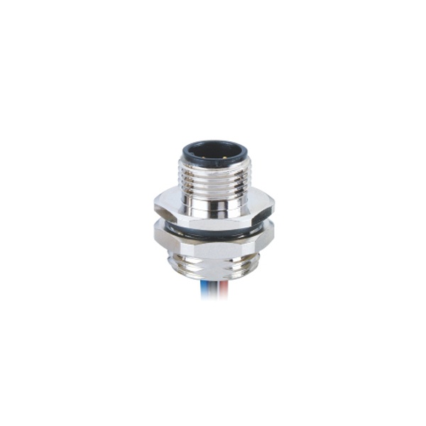 M12-8핀 패널커넥터/숫놈/납땜타입/후면체결/A코딩/M16X1.5 탭