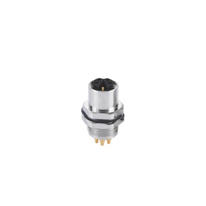 M12-5핀(4+PE) 패널커넥터/암놈/K코딩/PCB타입/후면체결/M16X1.5스레드/AC전원용