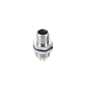 M12-5핀(4+PE) 패널커넥터/숫놈/L코딩/PCB타입/후면체결/M16X1.5스레드/DC전원용
