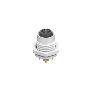 M12-6핀 패널커넥터/암놈/Y3코딩/PCB타입/쉴드핀/전면체결/M16X1.5스레드/파워+신호