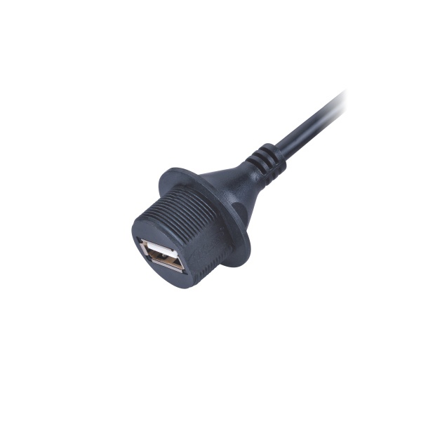 USB2.0 패널마운트/암놈/전면체결/쉴드 방수커넥터/SR몰드/PVC 케이블 3M