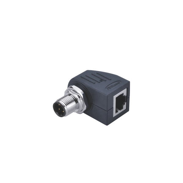 M12-4핀 숫놈 to RJ45/앵글/컨버터 커넥터/D코딩/패널 마운트 타입