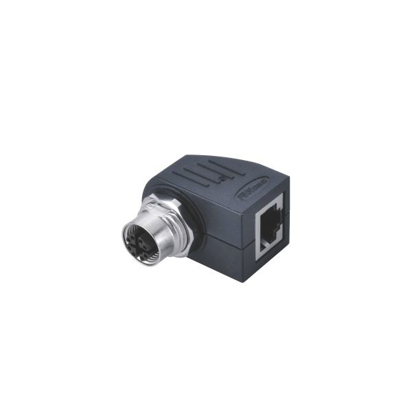 M12-8핀 암놈 to RJ45/앵글/컨버터 커넥터/X코딩/패널 마운트 타입