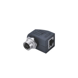 M12-8핀 암놈 to RJ45/앵글/컨버터 커넥터/X코딩/패널 마운트 타입