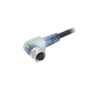 M8-4핀 케이블몰드/암놈/앵글/LED 방수커넥터_PNP/PVC 케이블 3M