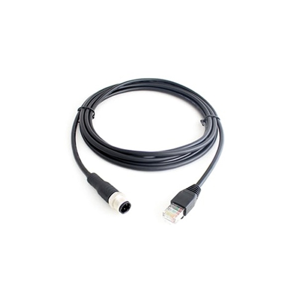 M12-4핀 숫놈 to RJ45 플러그/쉴드/D코딩/양단 몰드 커넥터/PVC 케이블 3M