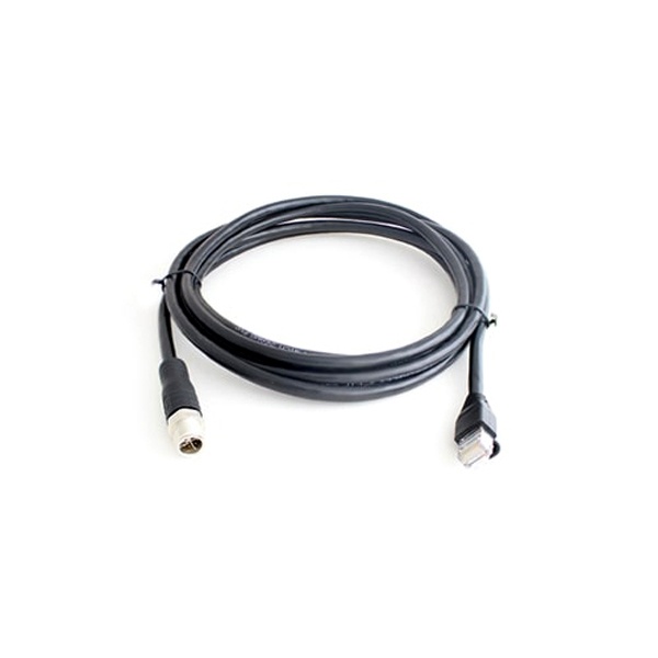 M12-8핀 숫놈 to RJ45 플러그/쉴드/X코딩/양단 몰드 커넥터/PVC 케이블 3M