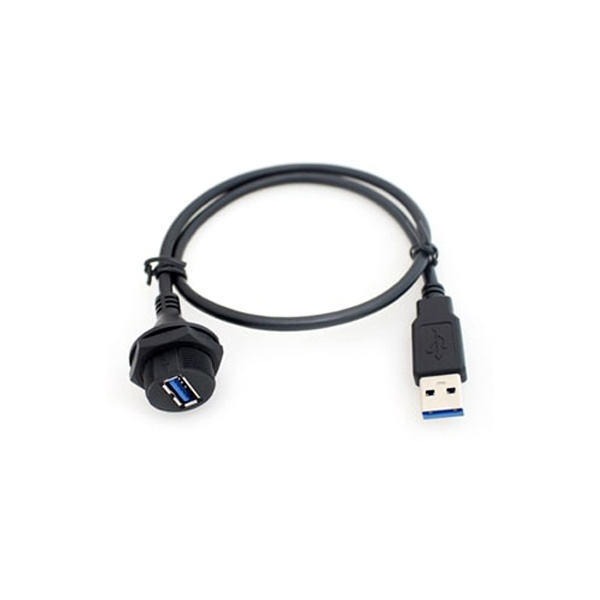 USB3.0 암&수 양단/패널마운트/전면체결/케이블SR몰드/쉴드 방수커넥터/PVC 케이블 0.5M